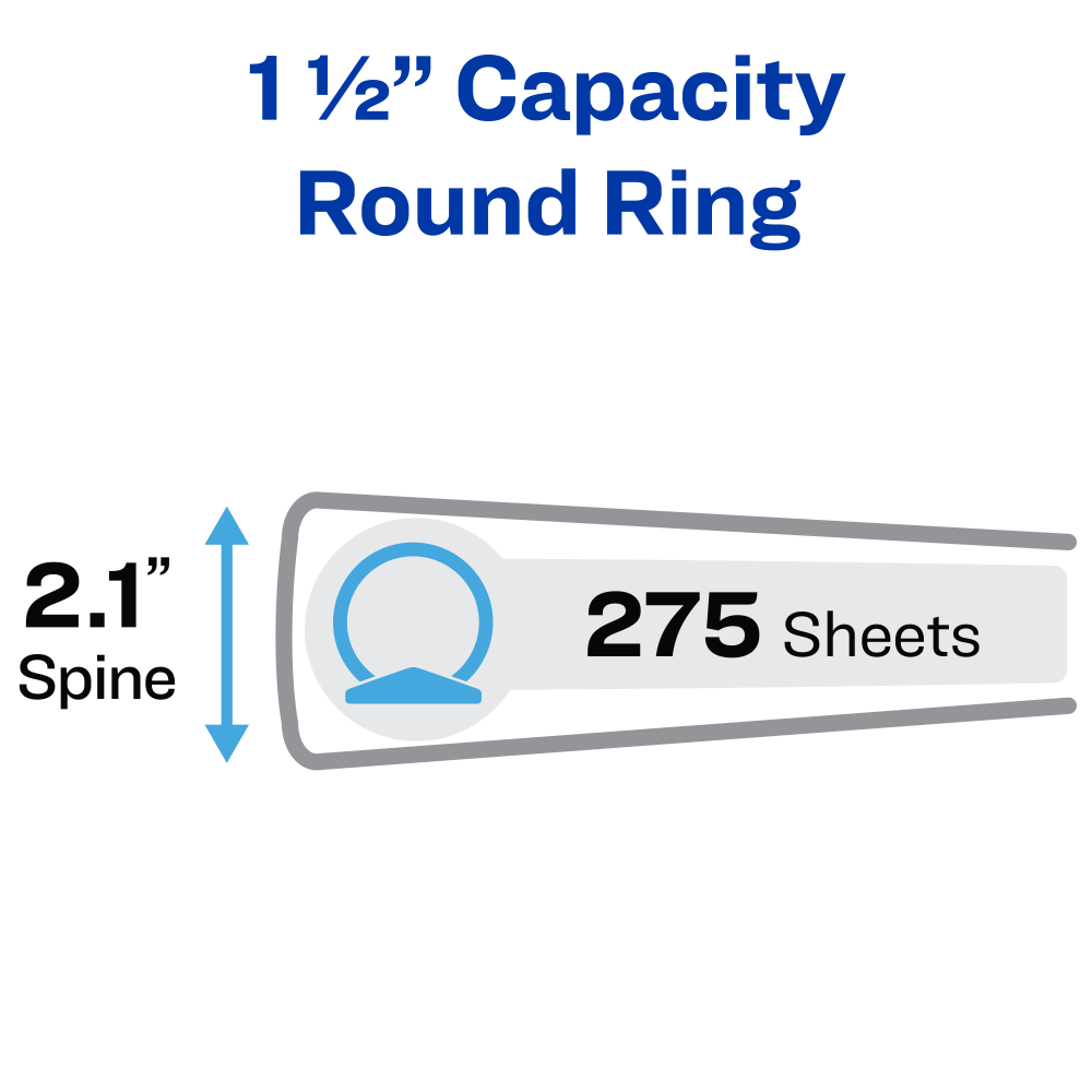 Avery Economy View 3 Ring Binder, 1-1/2in Round Rings, White, Pack Of 12