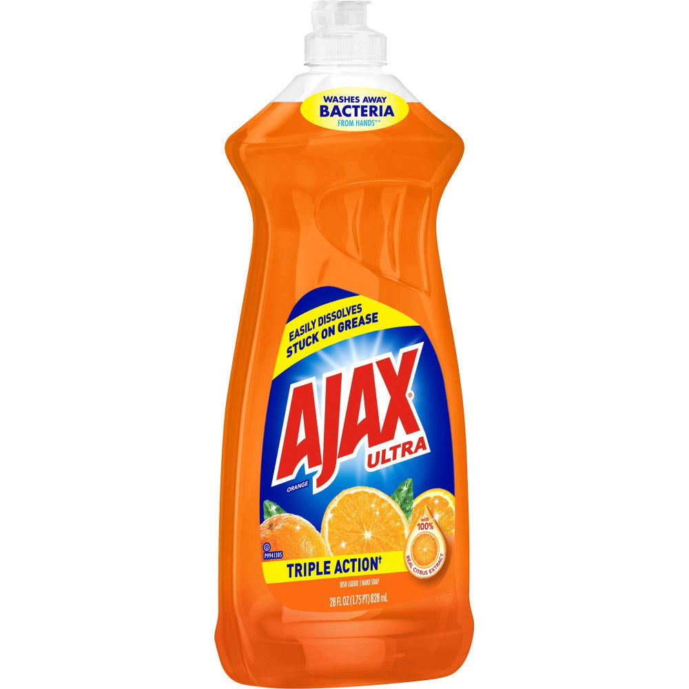 AJAX Ultra Triple Action Liquid Dish Soap - Liquid - 28 fl oz (0.9 quart) - Citrus Scent - 9 / Carton - Orange