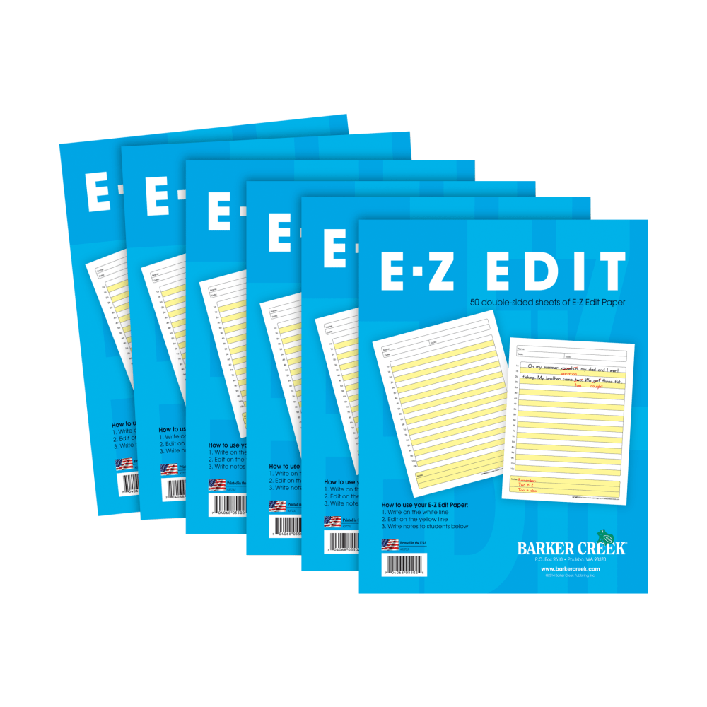 Barker Creek E-Z Edit Paper Set, Grades 1-College, 50 Sheets, Pack Of 6