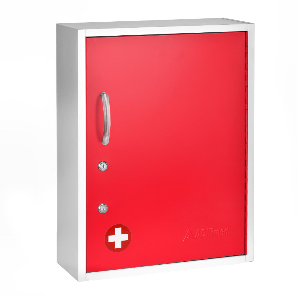 Alpine AdirMed Dual Lock Surface-Mount Medical Security Cabinets, 21inH x 16inW x 6inD, Red, Pack Of 2 Cabinets