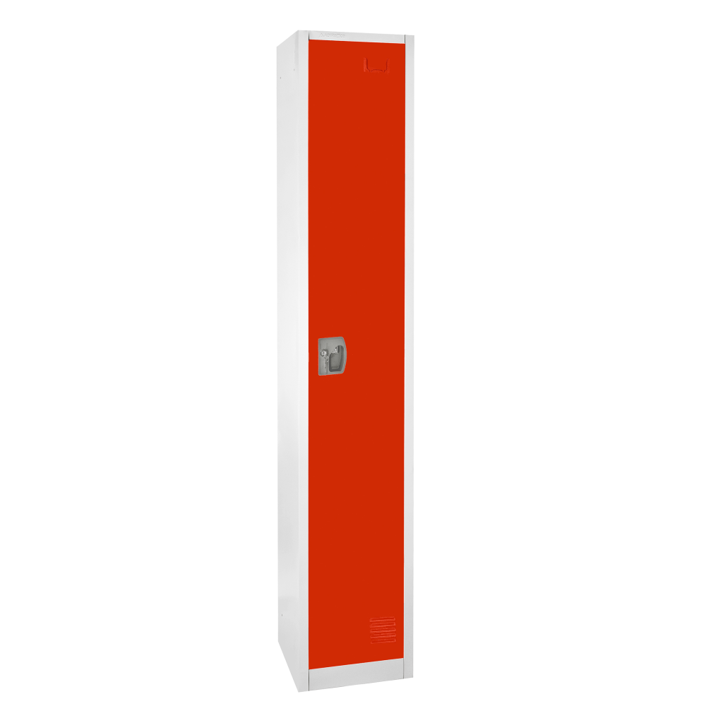 Alpine 1-Tier Steel Lockers, 72inH x 12inW x 12inD, Red, Set Of 2 Lockers