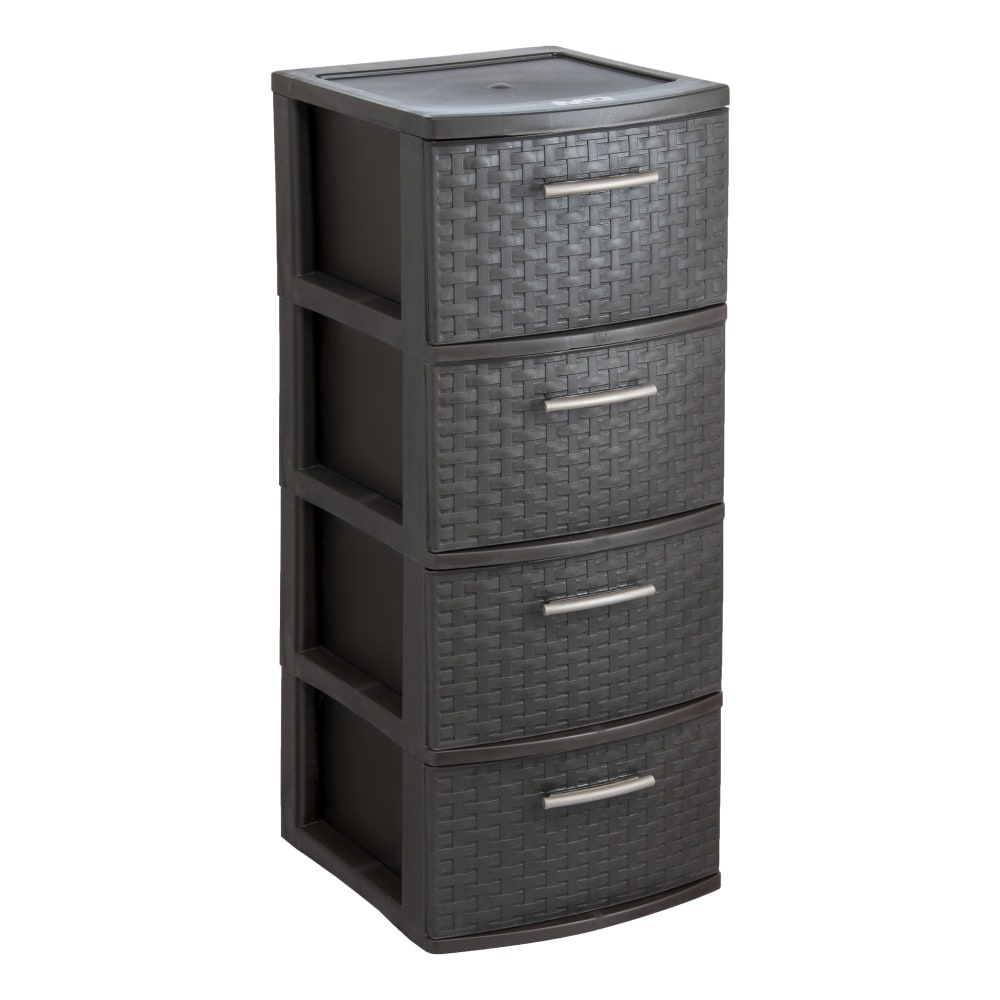 Inval 33inH Storage Cabinet With 4 Drawers, Espresso