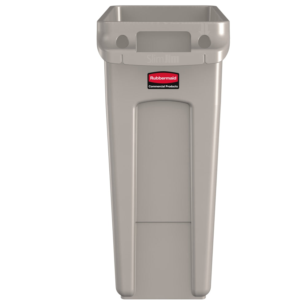 Rubbermaid Slim Jim Rectangular Polyethylene Vented Waste Receptacle, 16 Gallons, Beige