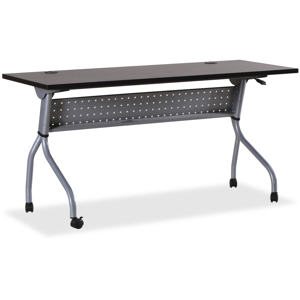 Lorell Flip Top Training Table, 60inW, Espresso/Silver