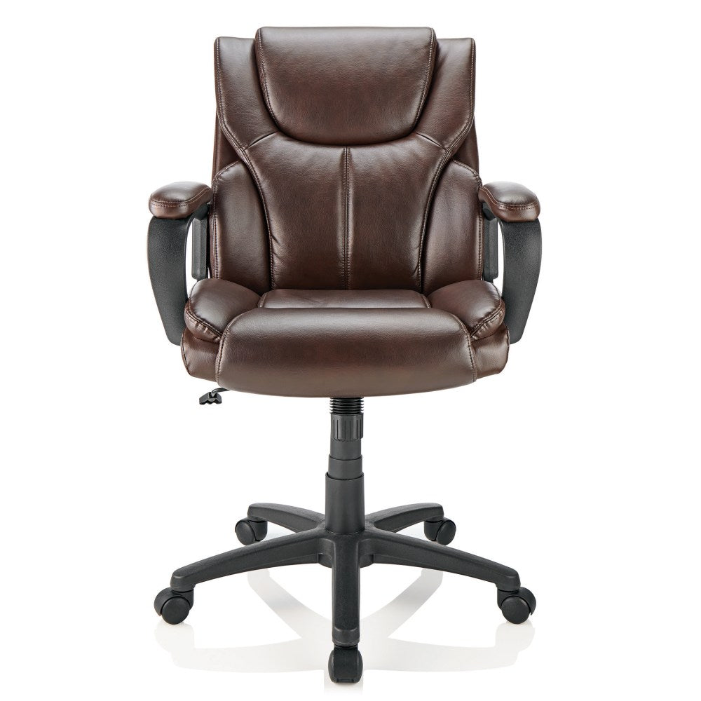 Realspace Mayhart Vinyl Mid-Back Chair, Brown/Black, BIFMA Compliant