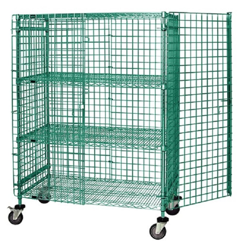 Quantum Proform Epoxy Stem 3-Level Security Cage, 69inH x 36inW x 24inD, Green