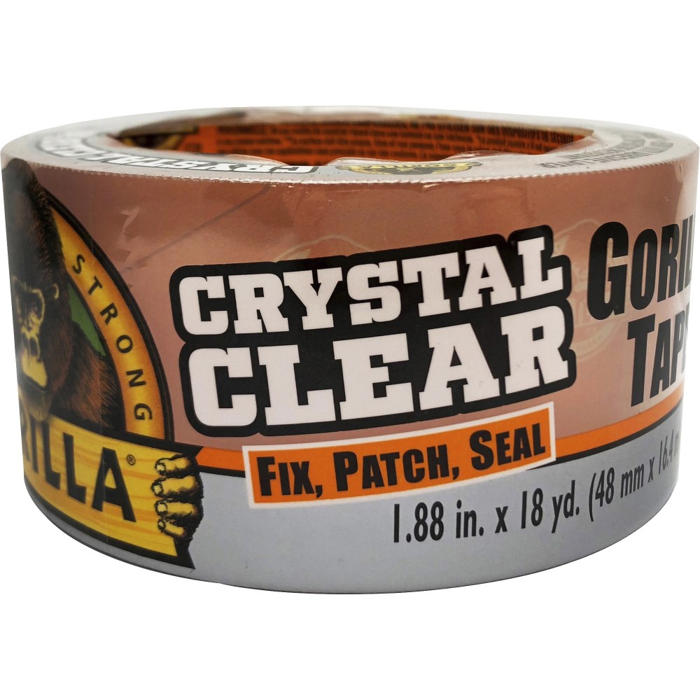 Gorilla Crystal Clear Tape - 18 yd Length x 1.88in Width - 1 Each - Clear