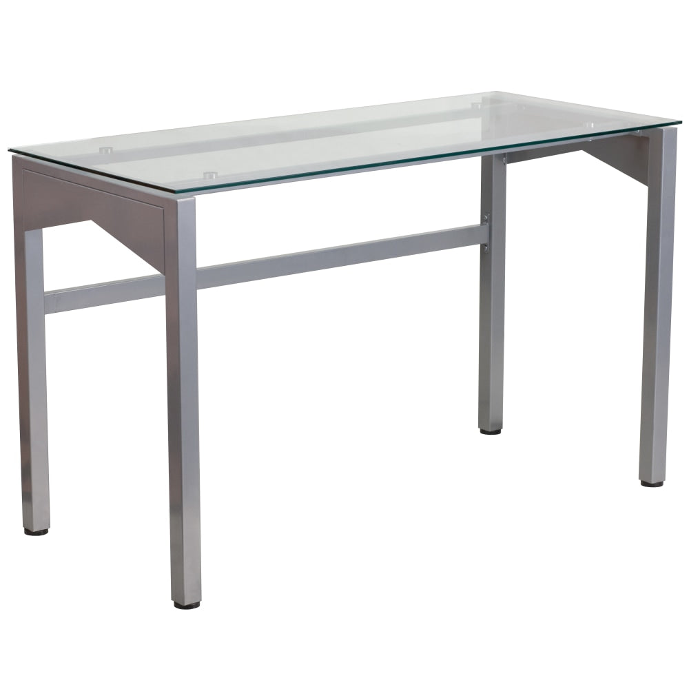 Flash Furniture 48inW Contemporary Glass Computer Desk, Clear/Silver