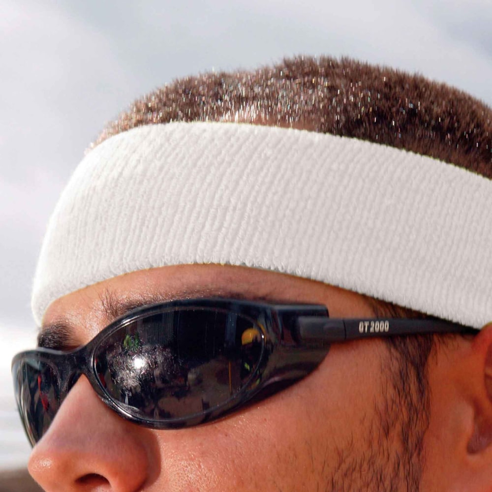 Ergodyne Chill-Its 6550 Head Sweatbands, White, Pack Of 24 Headbands