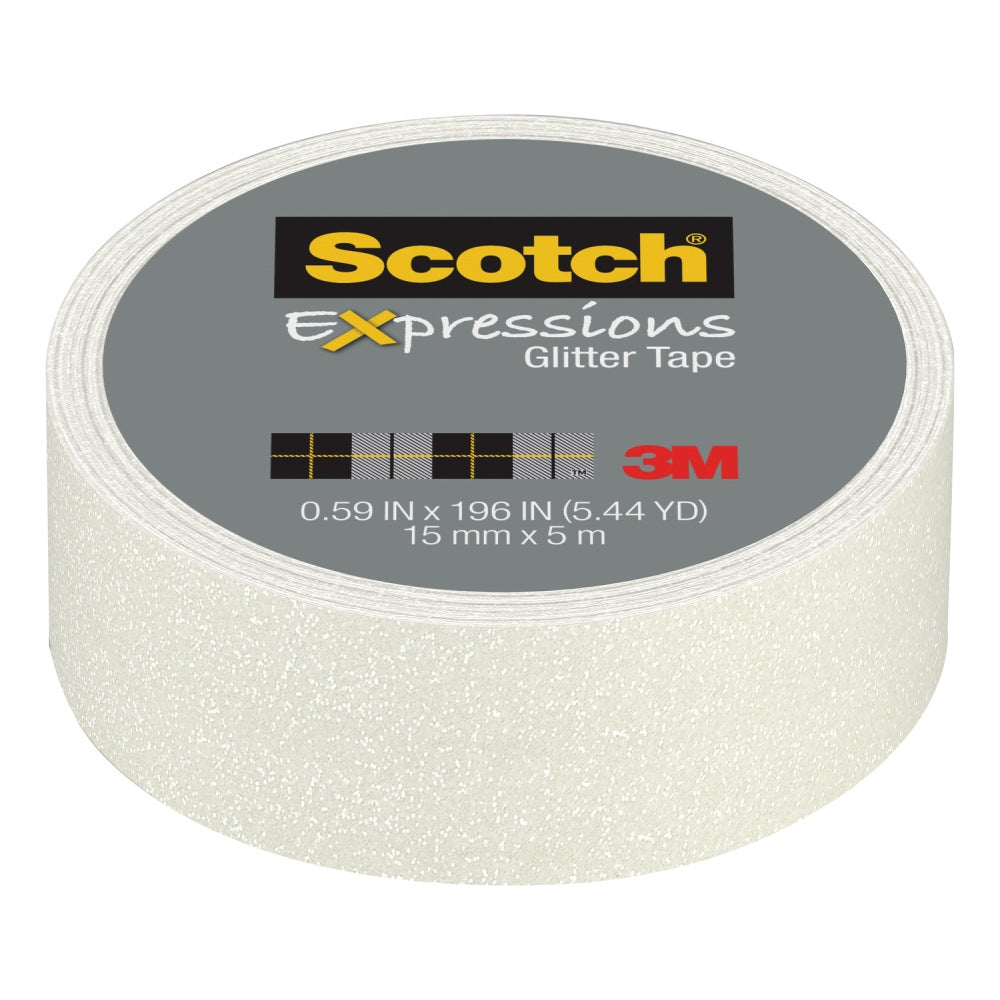 Scotch Expressions Glitter Tape, 0.59in x 196in, White