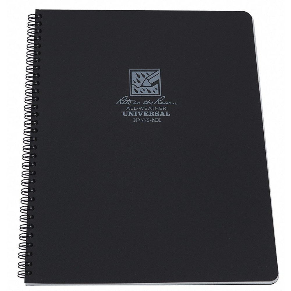 Rite in the Rain All-Weather Spiral Notebooks, Maxi-Side, 8-1/2in x 11-3/4in, 84 Pages (42 Sheets), Black, Pack Of 6 Notebooks