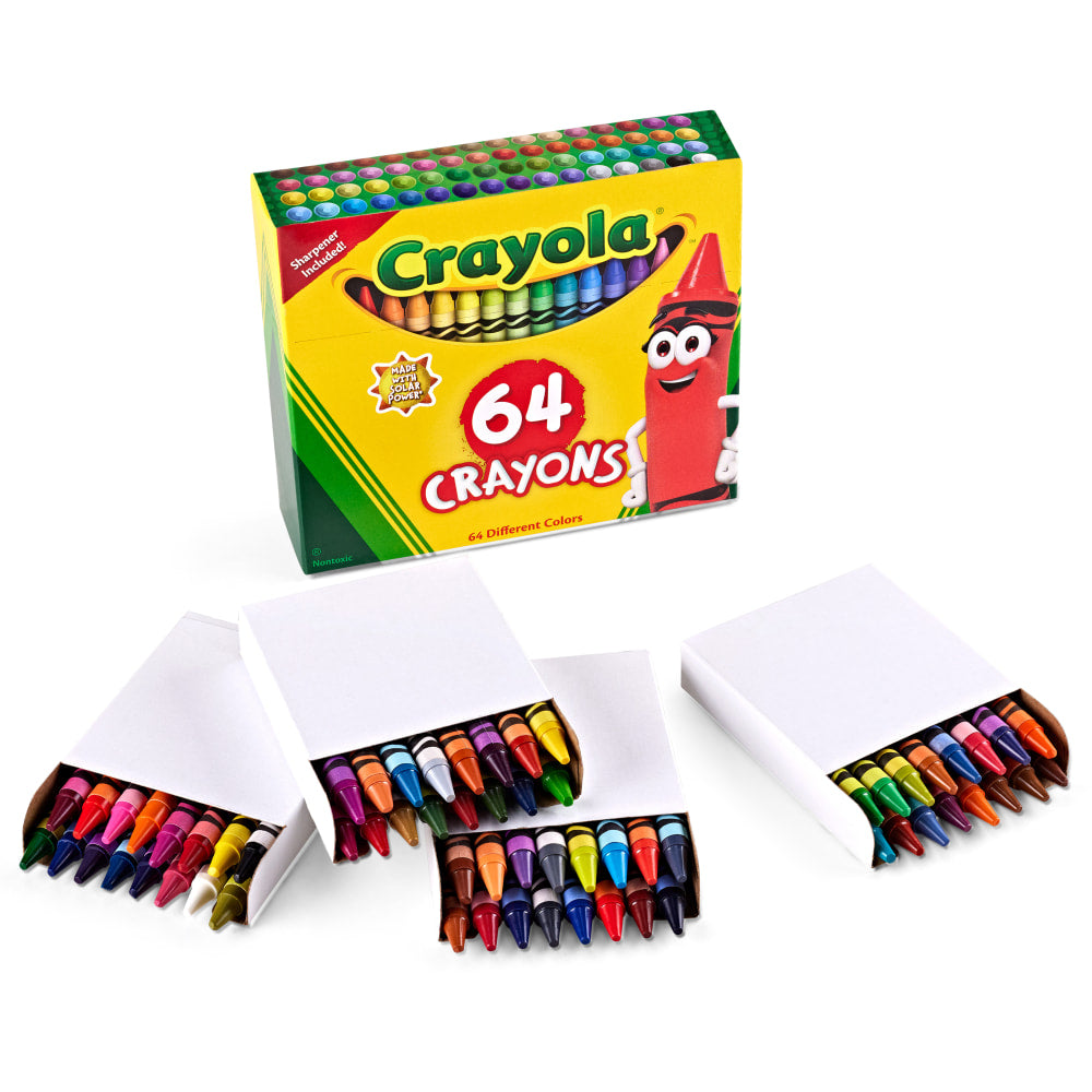 Crayola Standard Crayons With Built-In Sharpener, Assorted Colors, Box Of 64 Crayons