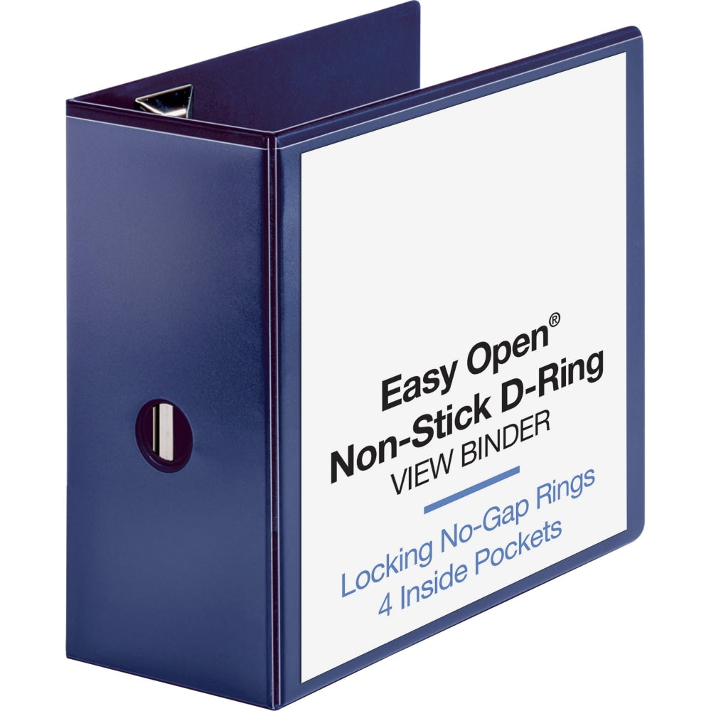 Sparco Easy-Open View 3-Ring Binder, 5in D-Rings, Navy