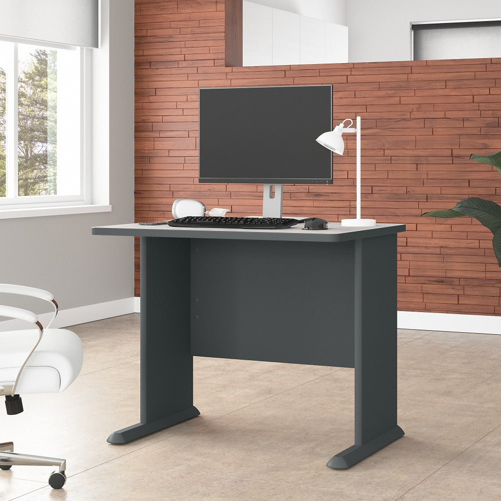 Bush Business Furniture Office Advantage 36inW Computer Desk, Slate/White Spectrum, Standard Delivery