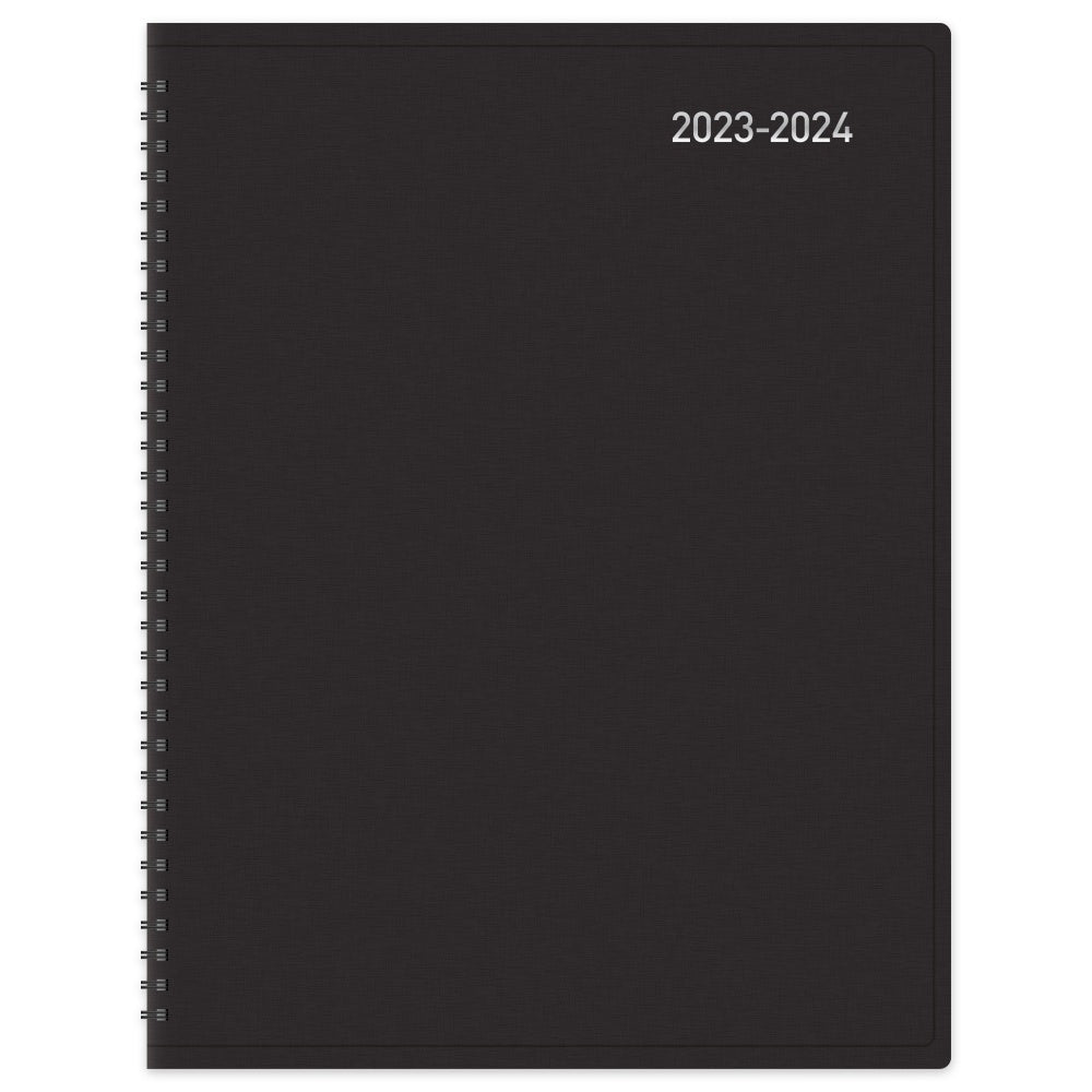 2023-2024 Office Depot Brand 14-Month Weekly/Monthly Academic Planner, Vertical Format, 8in x 11in, 30% Recycled, Black, July 2023 to August 2024