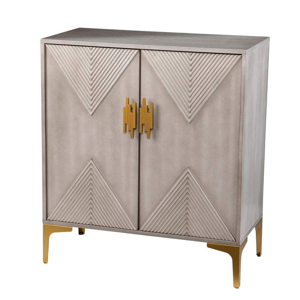 SEI Furniture Lantara 32inW Modern Storage Cabinet, Graywashed/Gold