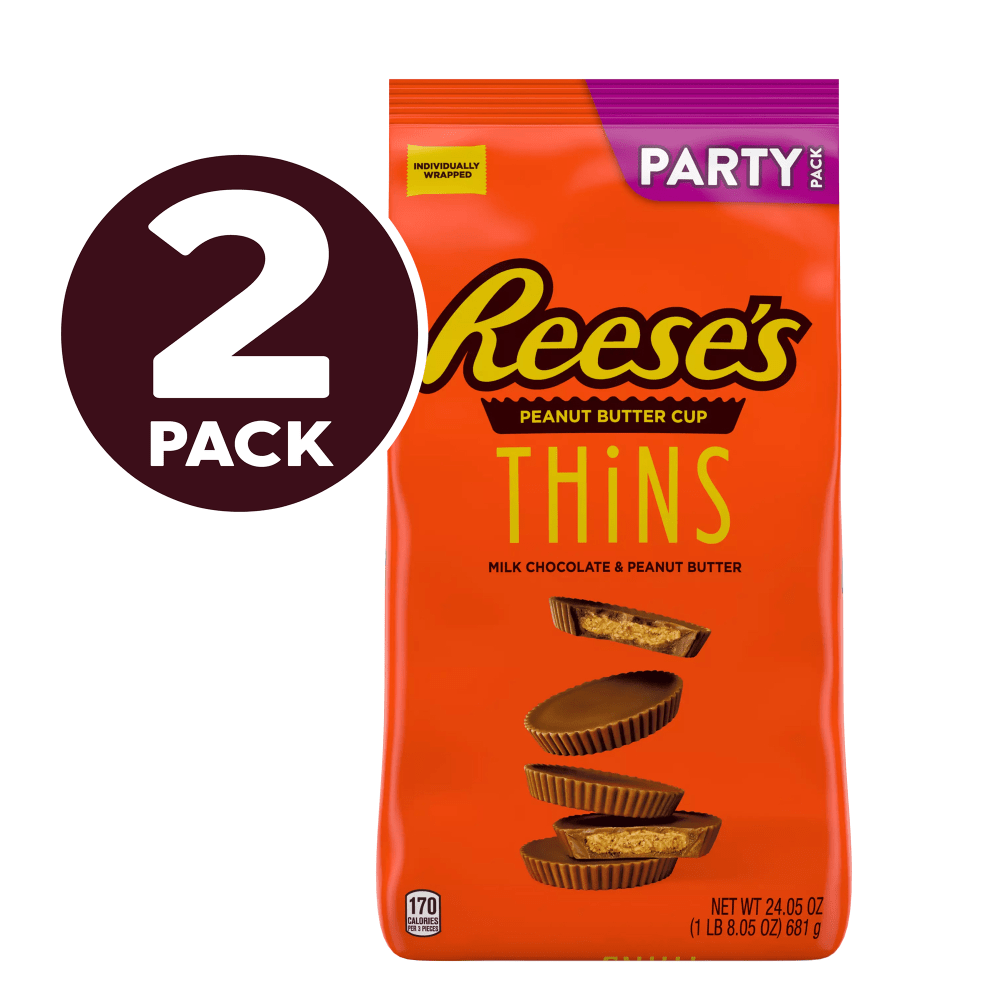 Reeses Thins Milk Chocolate Party Bags, 24.05 Oz, Pack Of 2 Bags