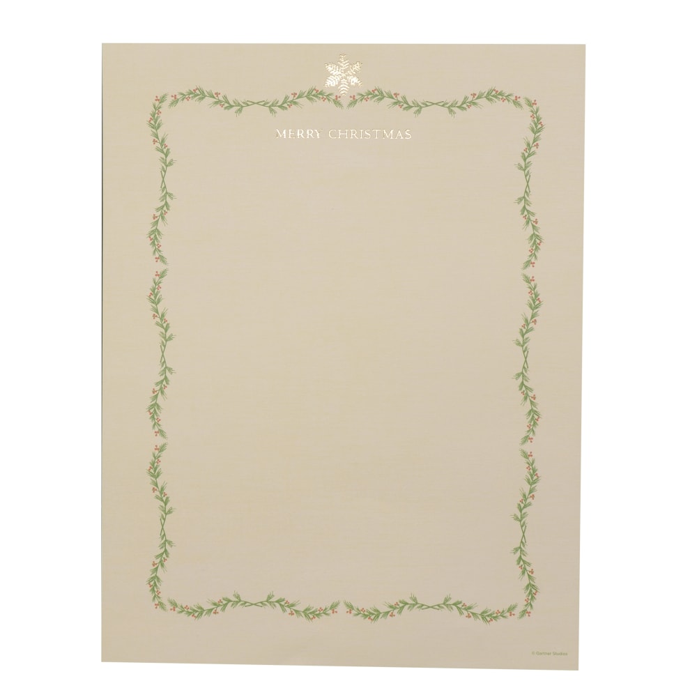 Gartner Studios Foil Stationery Sheets, 8 1/2in x 11in, Holly Border, Pack Of 40 Sheets