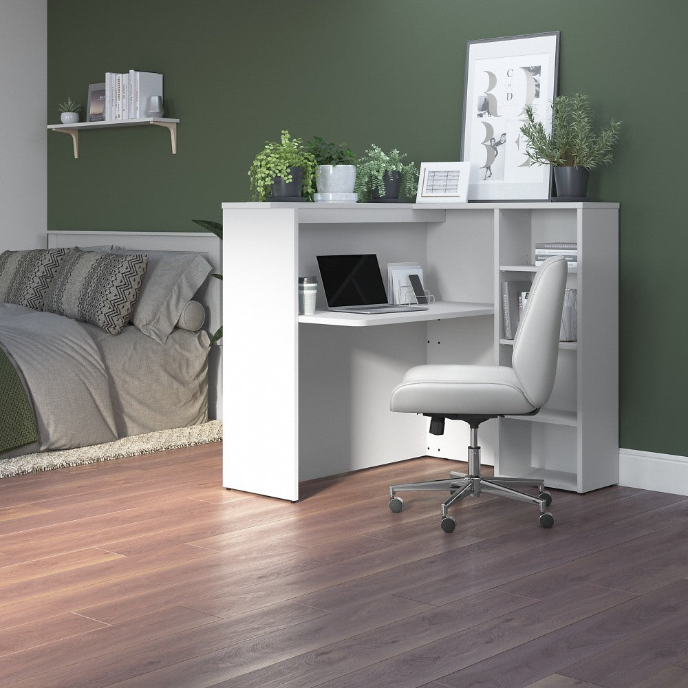 Bush Business Furniture Studio C 48inW Privacy Computer Desk With Shelves, White, Standard Delivery