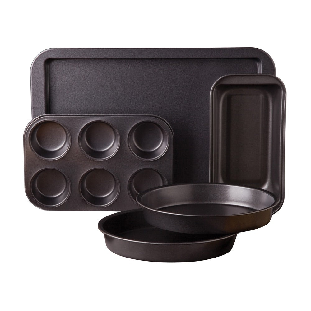 Gibson Sunbeam Kitchen Bake 5-Piece Non-Stick Carbon Steel Bakeware Set, Black