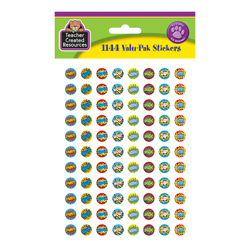 Teacher Created Resources Mini Stickers, Superhero, 1,144 Stickers Per Pack, Set Of 6 Packs