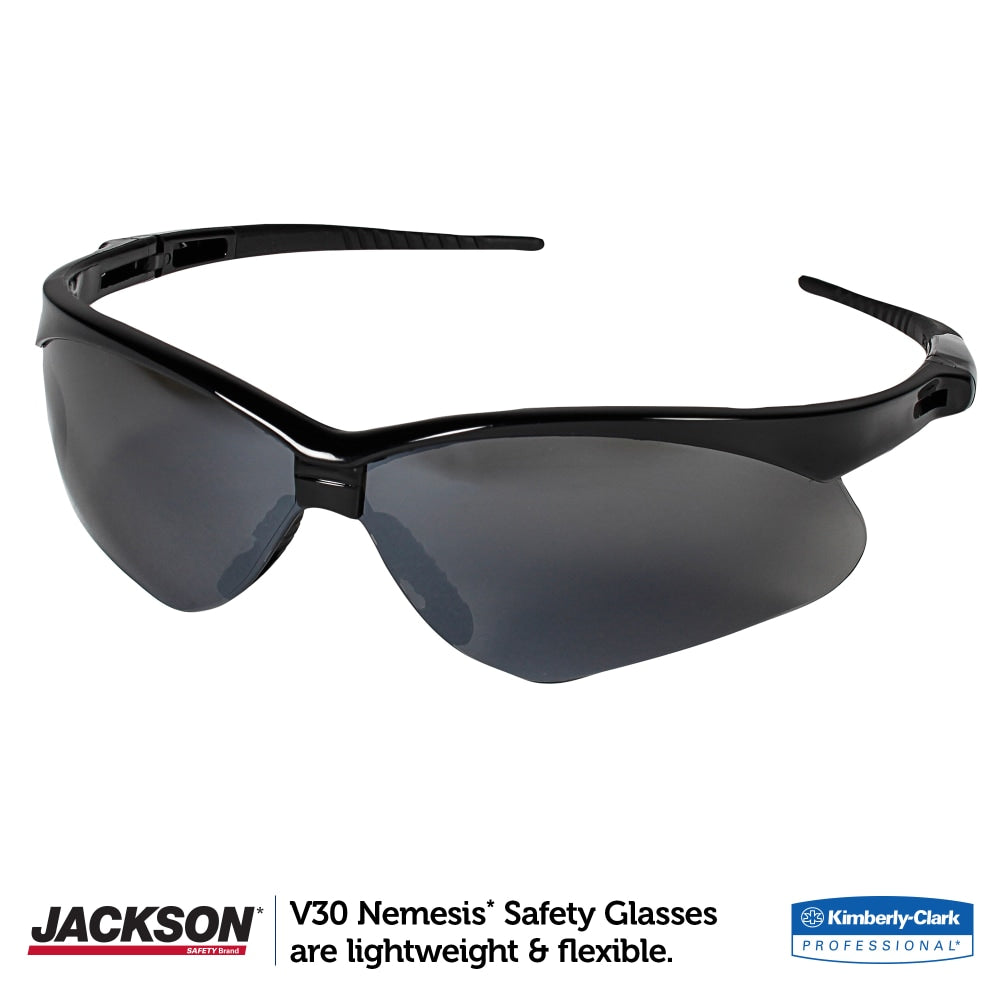 Kleenguard V30 Nemesis Safety Glasses Black Frame Smoke Lens