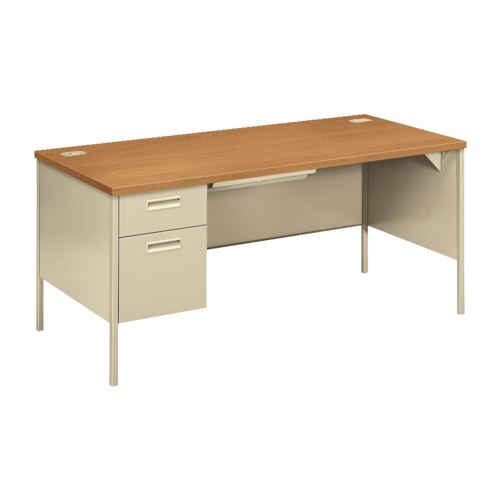 HON Metro Classic 66inW Left-Pedestal Computer Desk, Harvest/Putty