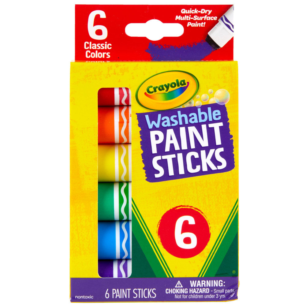 Crayola Washable Paint Sticks, Assorted Colors, Pack Of 6 Sticks