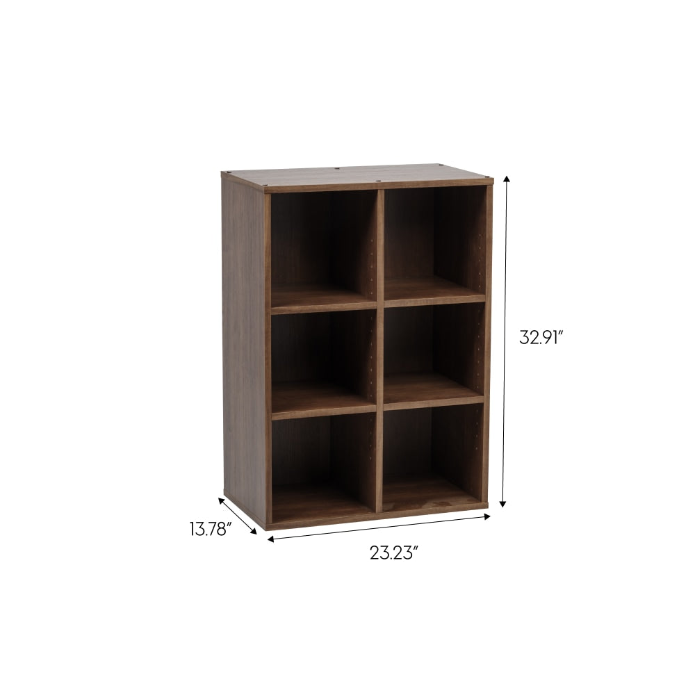 IRIS 33inH 6-Cube Storage Bookcase, Brown