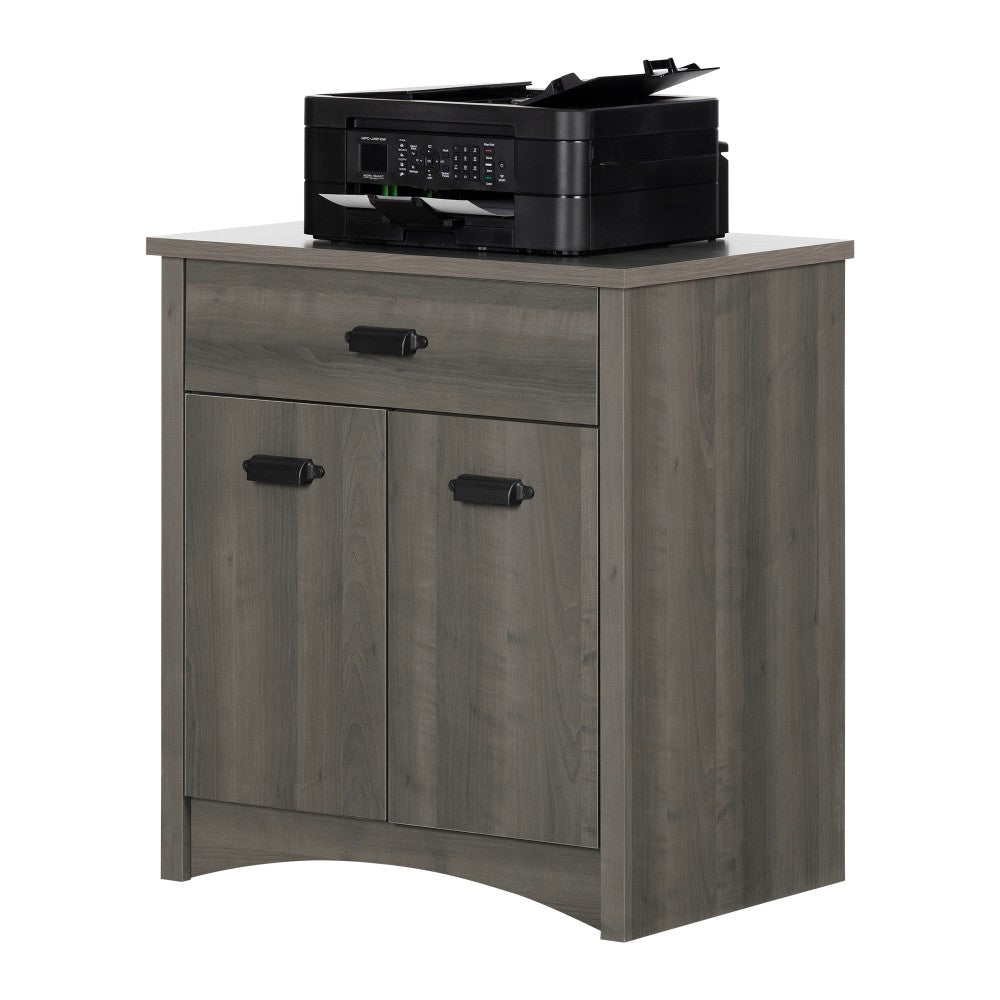 South Shore Gascony 27inW Printer Cabinet With Drawer, Gray Maple