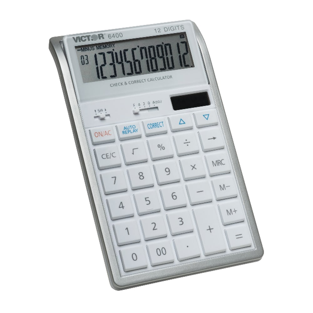 Victor 6400 12-Digit Desktop Calculator, White/Silver