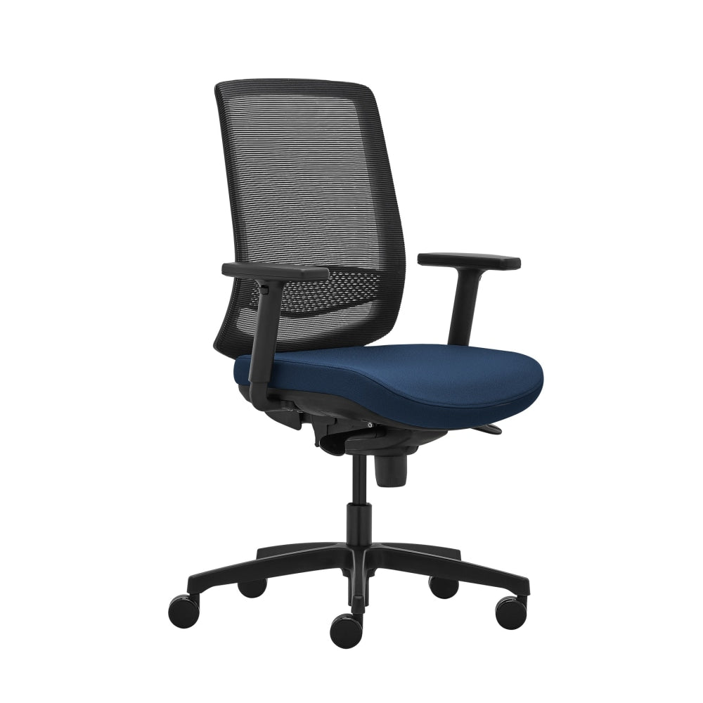 WorkPro Expanse Series Ergonomic Mesh/Fabric Mid-Back Task Chair, Black/Blue, BIFMA Compliant