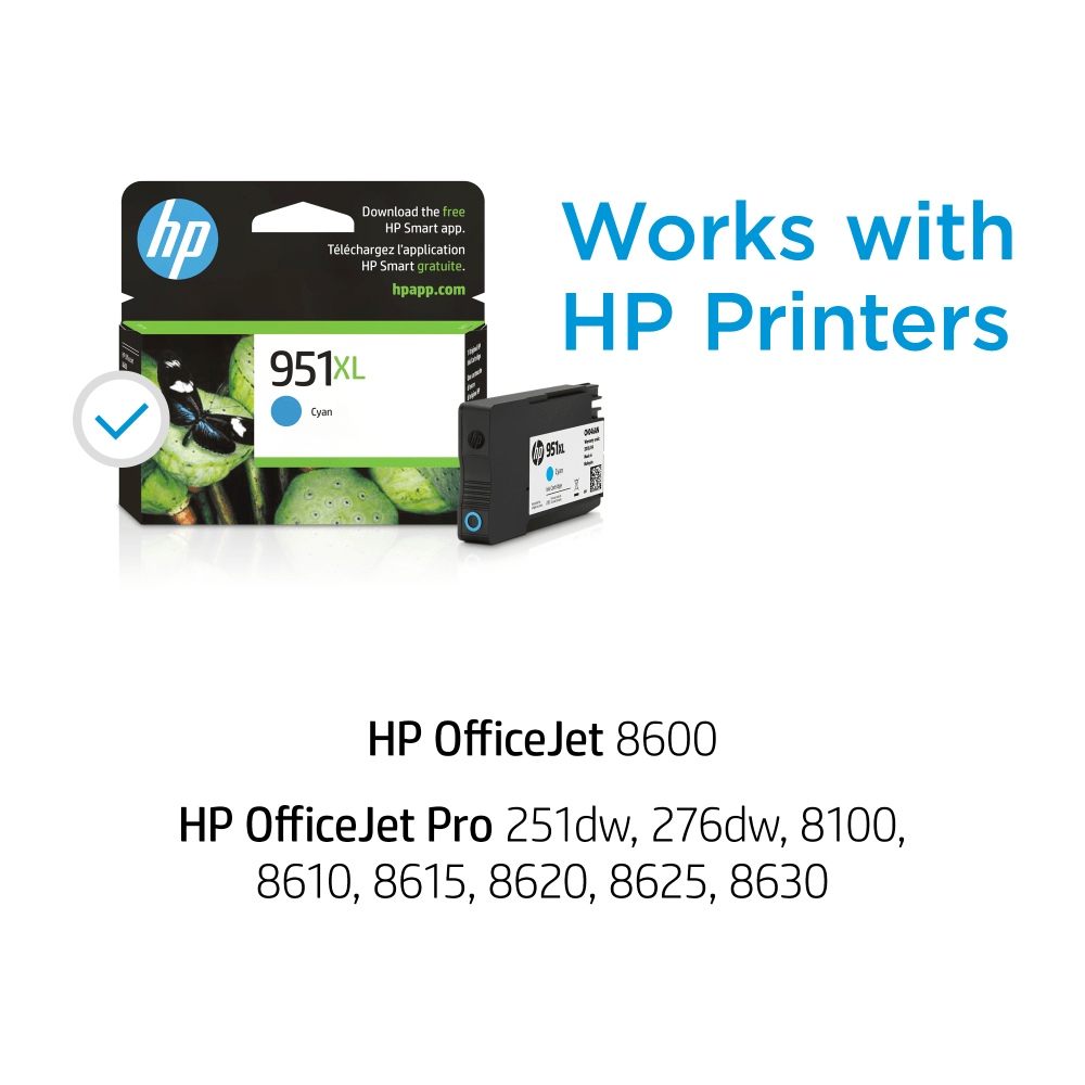 HP 951XL Cyan High-Yield Ink Cartridge, CN046AN