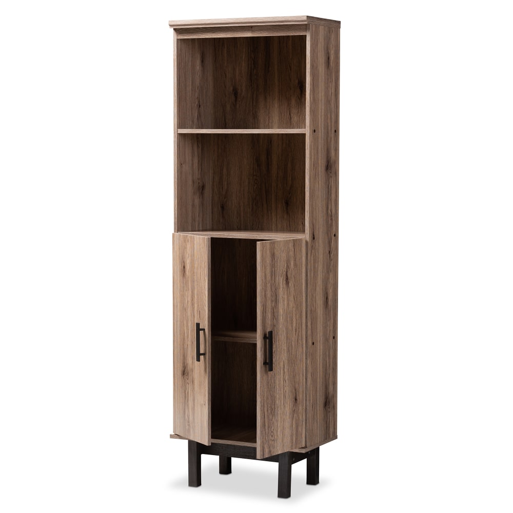 Baxton Studio 73inH Modern Bookcase, Oak/Black