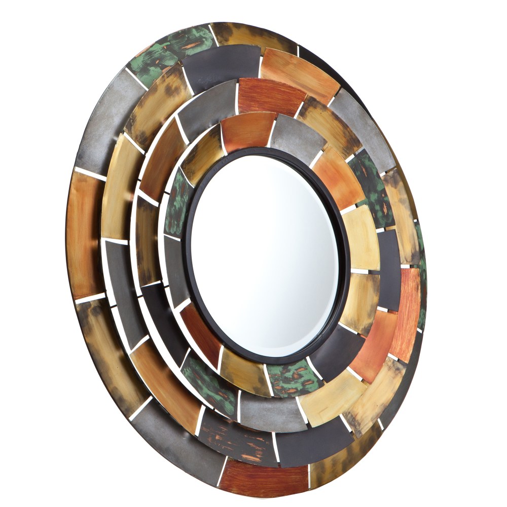 SEI Furniture Baroda Round Decorative Mirror, 31inH x 31inW x 2inD, Multicolor