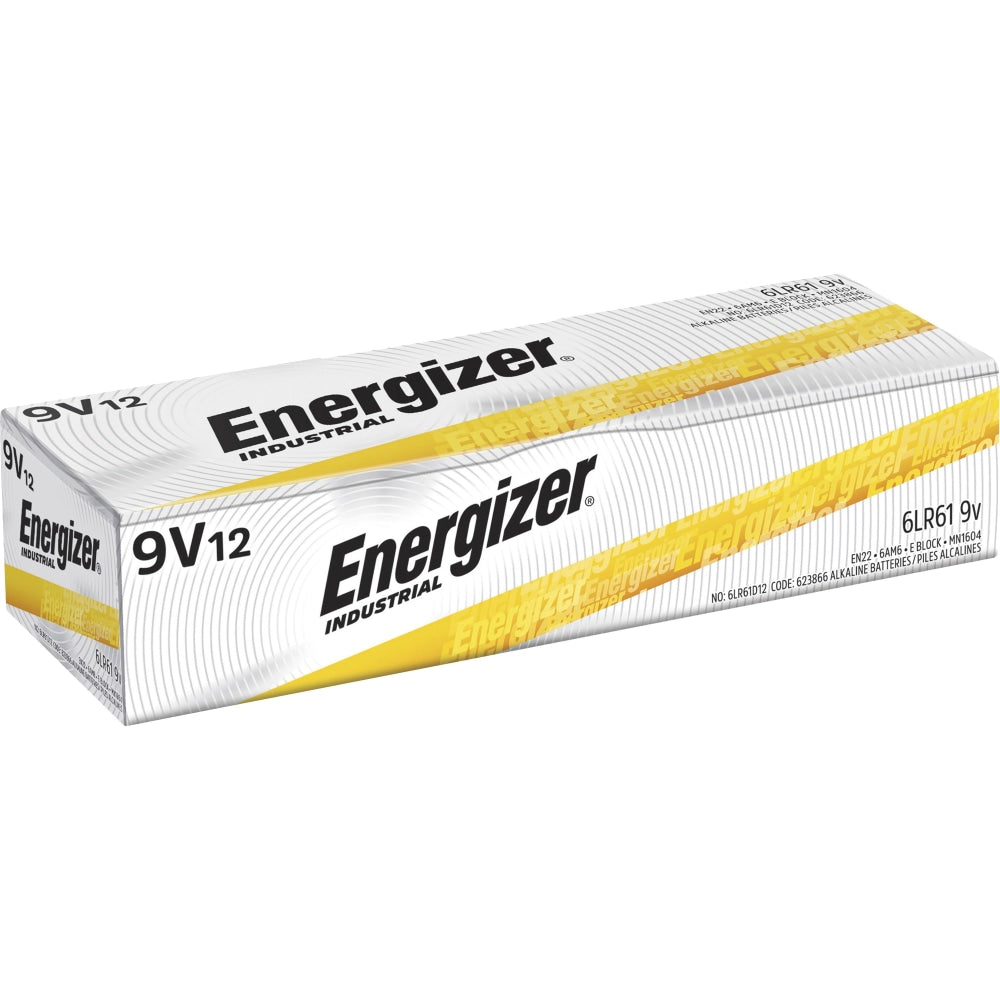 Energizer Industrial Alkaline 9-Volt Batteries, Pack Of 12