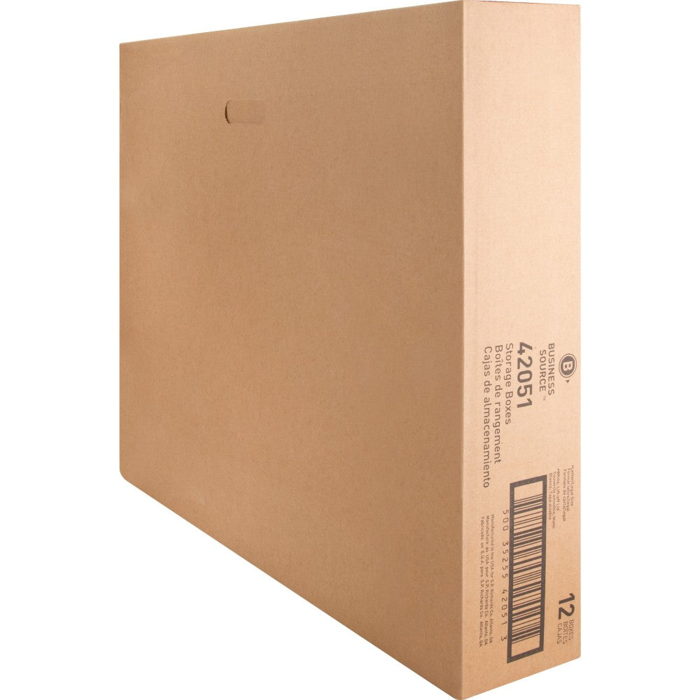 Business Source Economy Storage Box with Lid - External Dimensions: 12in Width x 15in Depth x 10inHeight - 350 lb - Media Size Supported: Legal, Letter - Light Duty - Stackable - White - For File - Recycled - 12 / Carton