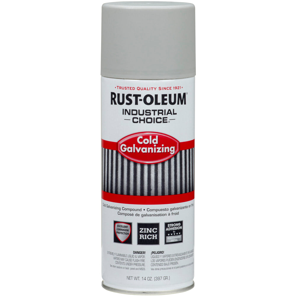 Rust-Oleum Industrial Choice 1600 System Cold Galvanizing Compound, 14 Oz, Flat Zinc, Pack Of 6 Cans