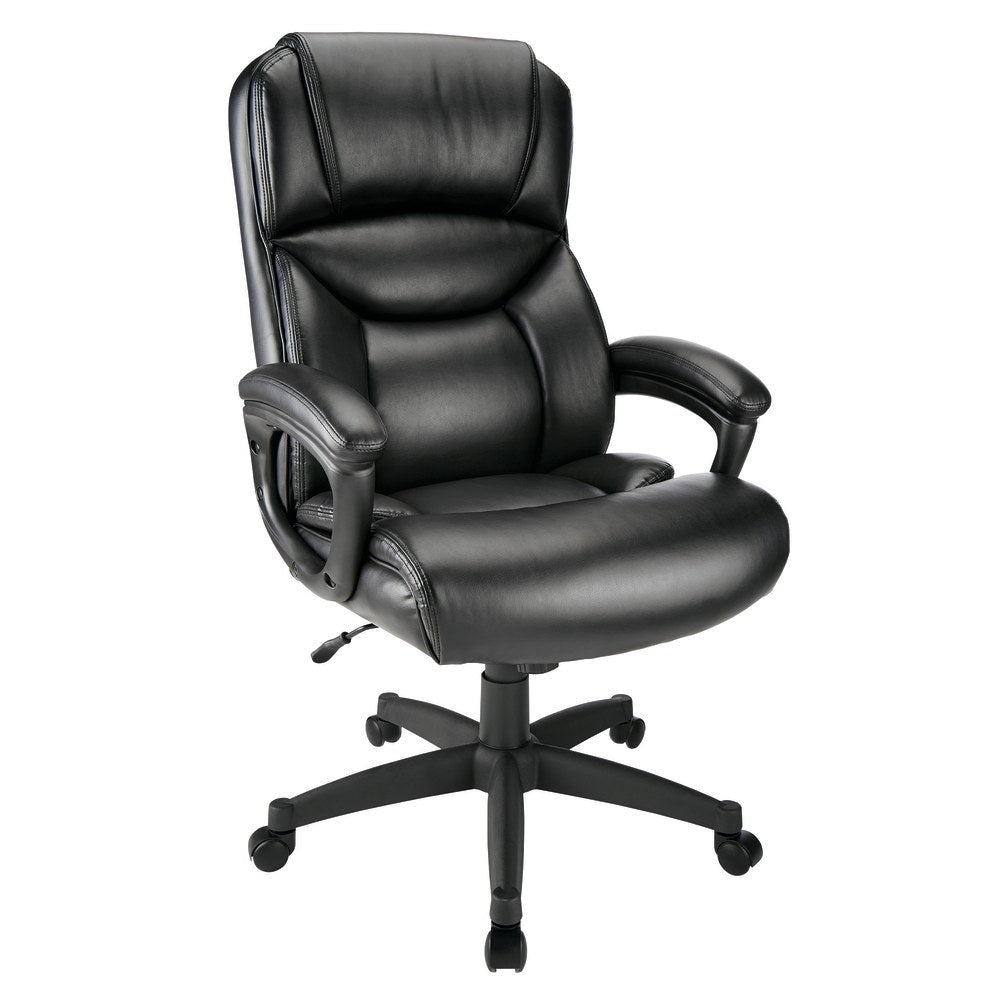 Realspace Fennington Bonded Leather High-Back Executive Chair, Black, BIFMA Compliant