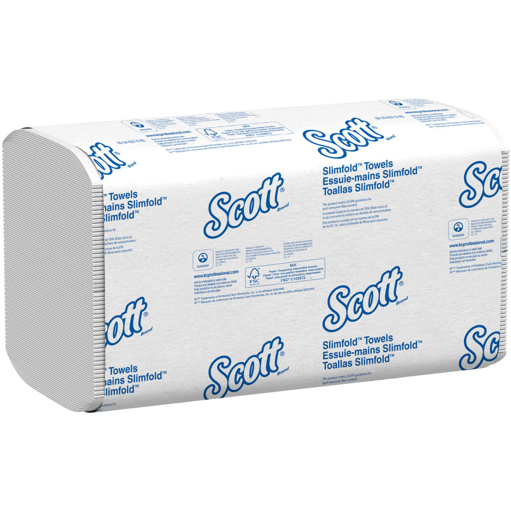 Kleenex Slimfold 1-Ply Paper Towels, 50% Recycled, 90 Sheets Per Pack, Case Of 24 Packs