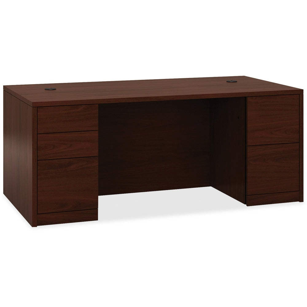 HON 10500 72inW Double-Pedestal Computer Desk With Full Pedestals, Mahogany