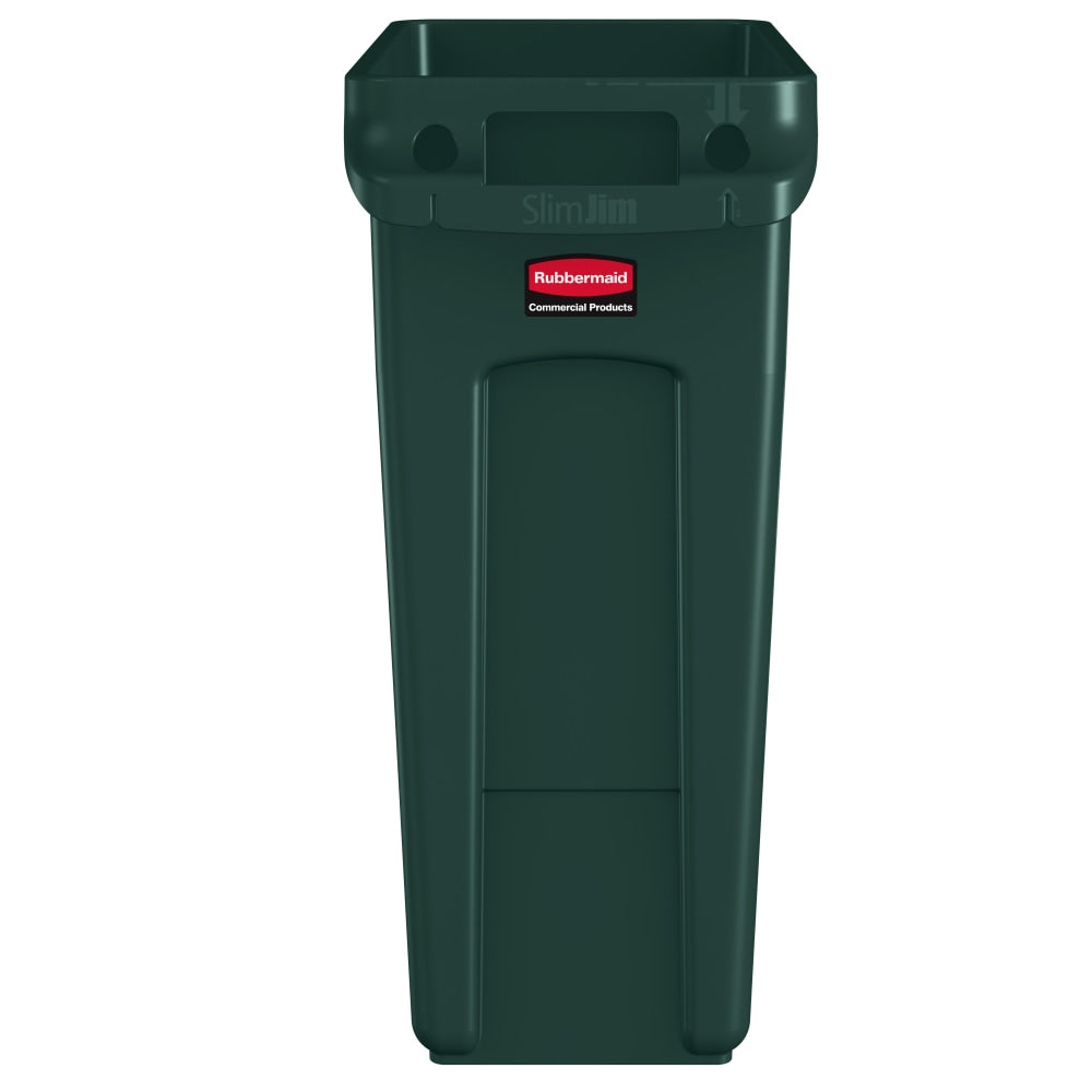 Rubbermaid Slim Jim Rectangular Polyethylene Vented Waste Receptacle, 16 Gallons, Green