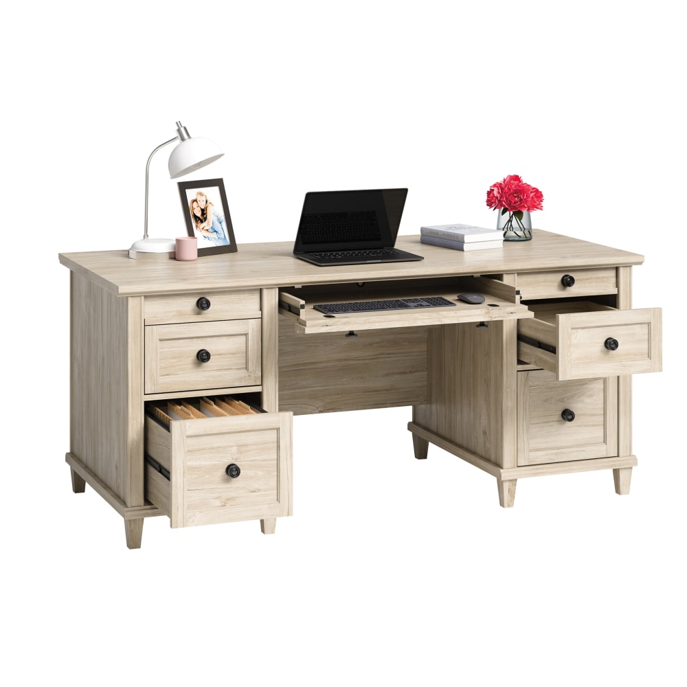 Sauder Hammond 68inW Executive Computer Desk, Chalk Oak