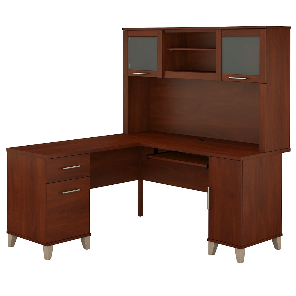 Bush Furniture Somerset L Shaped Desk With Hutch, 60inW, Hansen Cherry, Standard Delivery