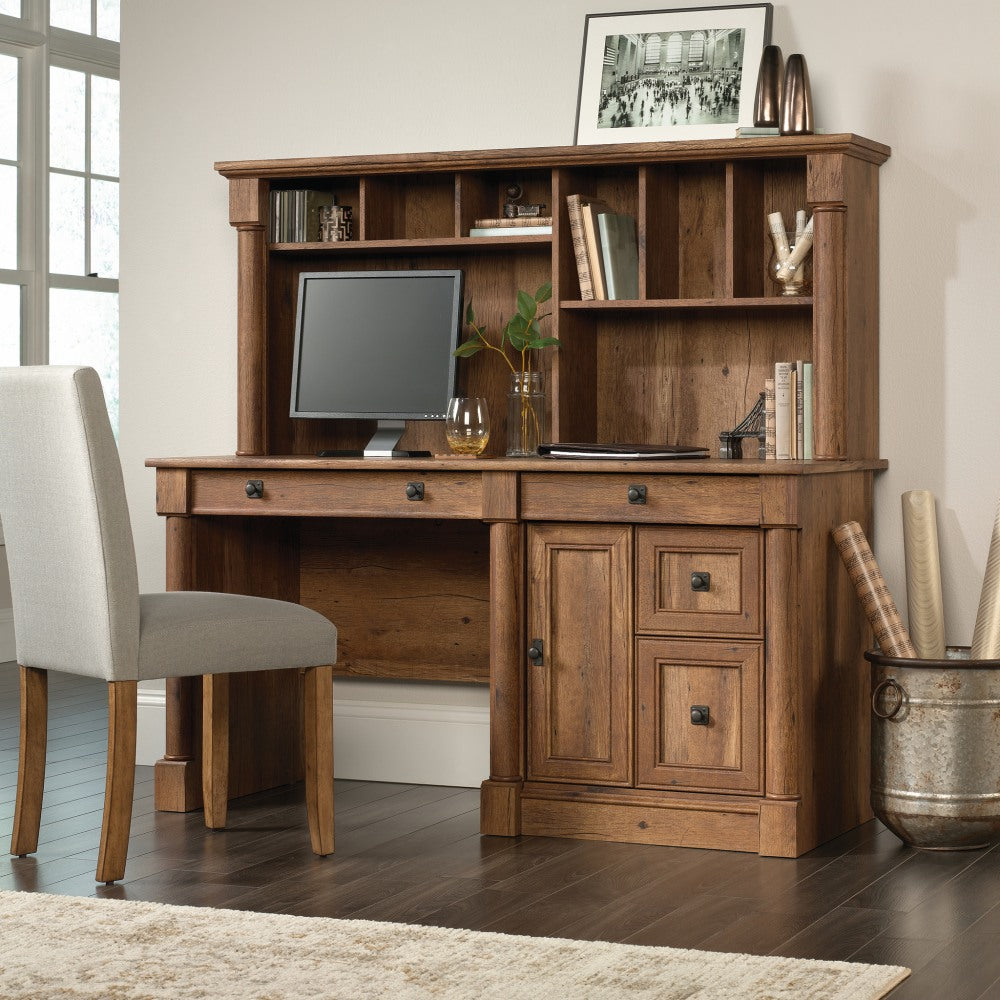 Sauder Palladia 60inW Computer Desk With Hutch, Vintage Oak