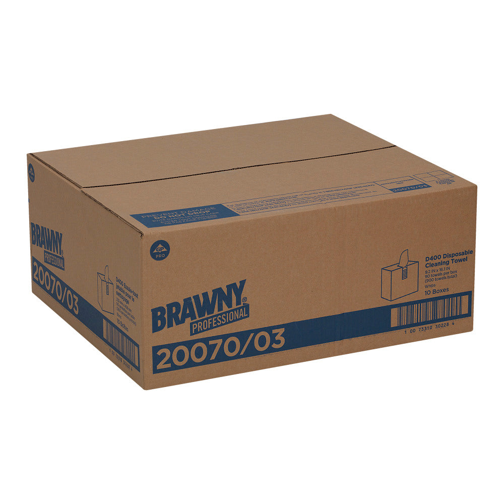 Brawny Industrial Medium-Duty Premium Wipes, 9 1/4in x 16 3/8in, White, Box Of 90