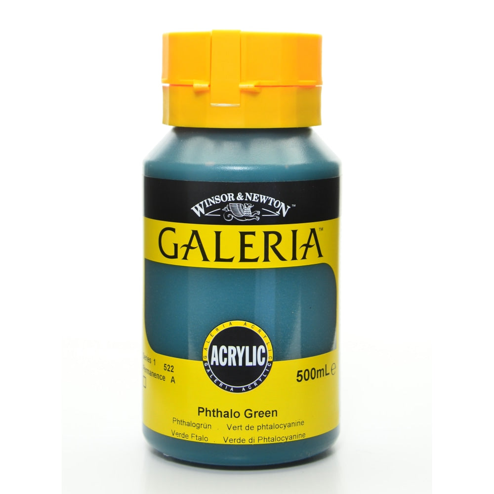 Winsor & Newton Galeria Flow Formula Acrylic Colors, 500 mL, Phthalo Green, 522