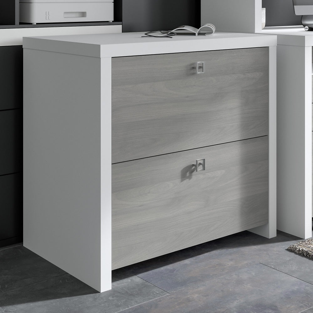 Bush Business Furniture Echo 31-5/8inW x 20inD Lateral 2-Drawer File Cabinet, Pure White/Modern Gray, Standard Delivery