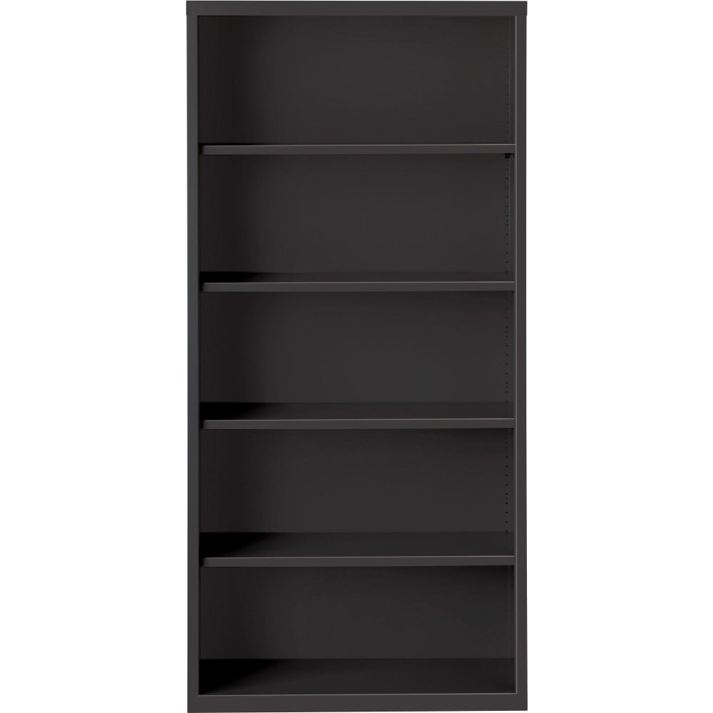 Lorell Fortress Series Steel Modular Shelving Bookcase, 5-Shelf, 72inH x 34-1/2inW x 13inD, Black