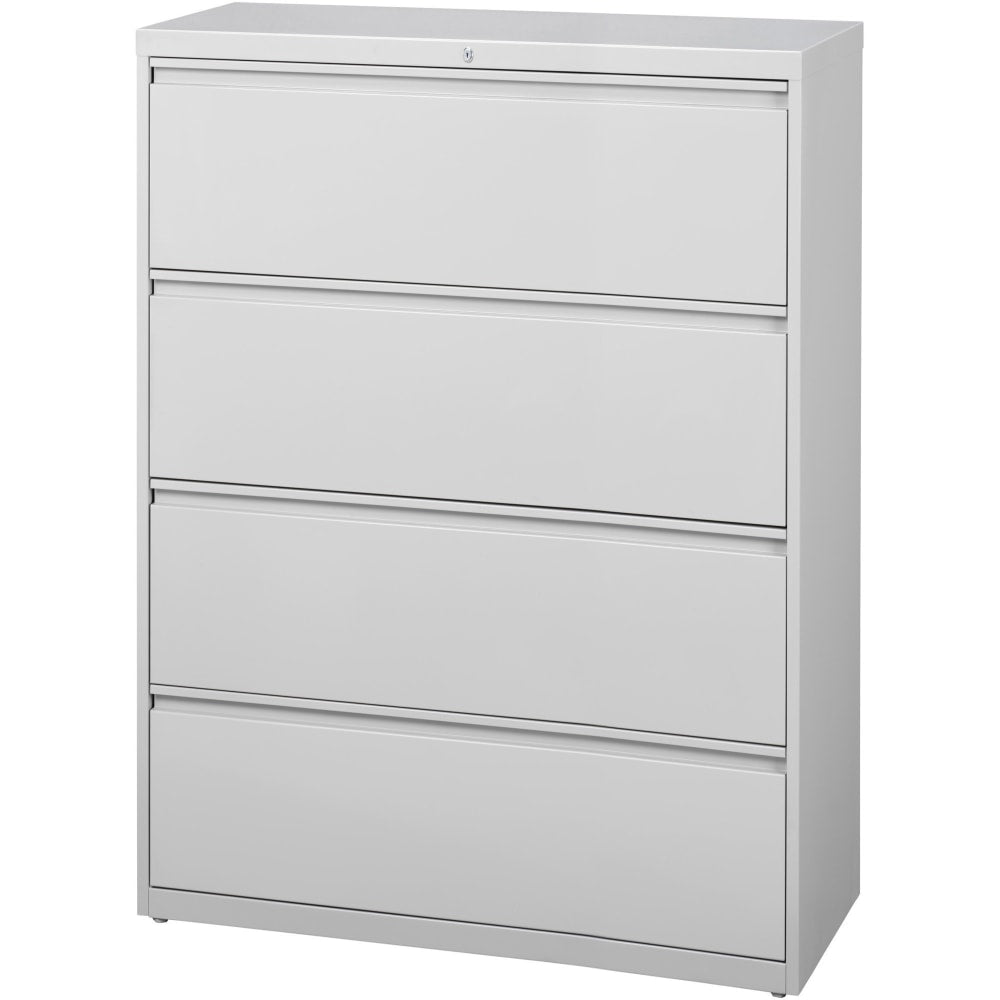 Lorell Fortress 42inW x 18-5/8inD Lateral 4-Drawer File Cabinet, Light Gray